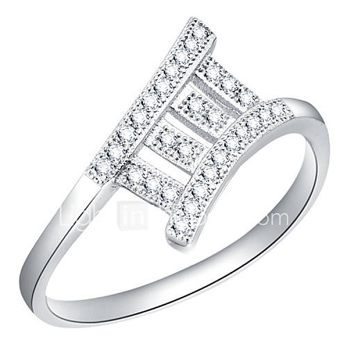 Vintage Style Sliver Clear With Cubic Zirconia Irregular Womens Ring(1 Pc)