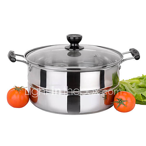 6.5 QT Stainless steel Soup Pot with Glass Cover, Dia 27cm x H12cm