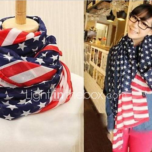 Womens Big Stripe Stars American Flag Design Scarves