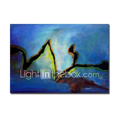 Hand Painted Oil Painting Abstract Blue Painting with Stretched Frame