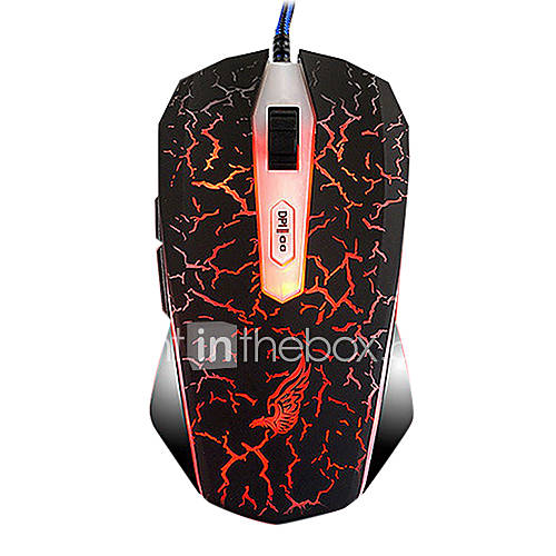 USB Wired Dazzle Blue/Red/Green Switched LED Optical Gaming Mouse with Mousepad