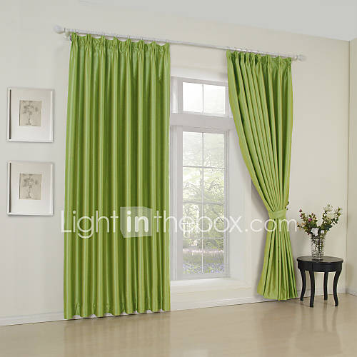 (One Pair) Modern Household Green Solid Blackout Curtain