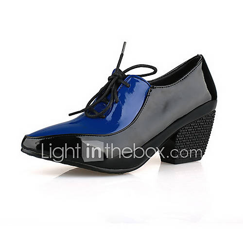 Leatherette Womens Chunky Heel Heels Oxfords Shoes with Lace up(More Colors)