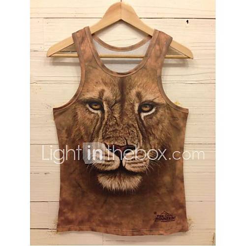 Mens 3D Series Lion Printing Tight Movement Vests