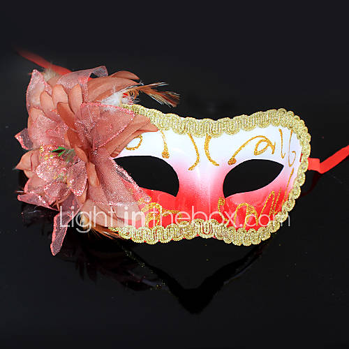 Orange Flower Purfle Plastic Half face Mask