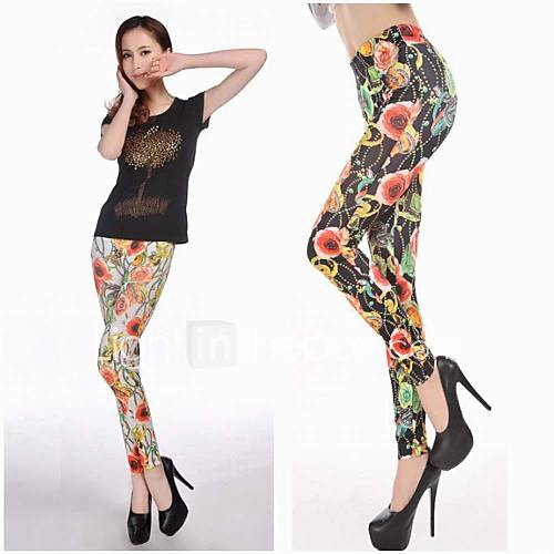 Fashion Roses Printing of Ninth Pants