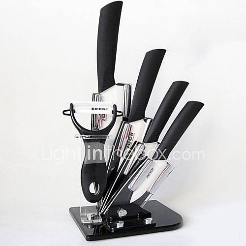 6 Pieces Ceramic Knife Set with Knife Holder, 3 /4 / 5 / 6 Knife and Peeler with Acryl Holder