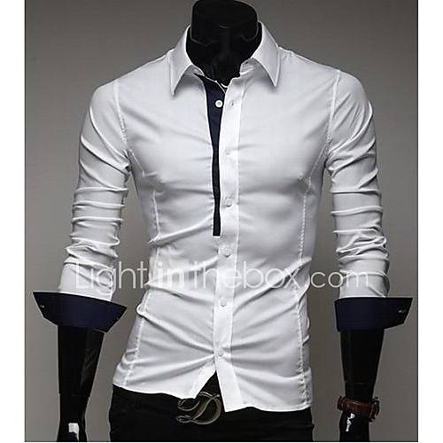 ZHELIN Mens Simple Lapel Neck Leisure Random Color Of The Accessories Shirt