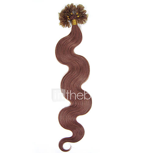 20Inch Remy Nail Keratin/U fusion Tipped Body Wavy Fusion Hair Extensions More Dark Colors 100s/pake 0.5g/s