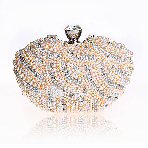 ONDY NewHeart Shaped Pearl Evening Bag (Champagne)