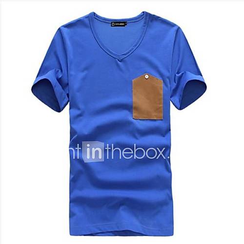 Mens Summer V Neck Casual Short Sleeve England Style T shirt