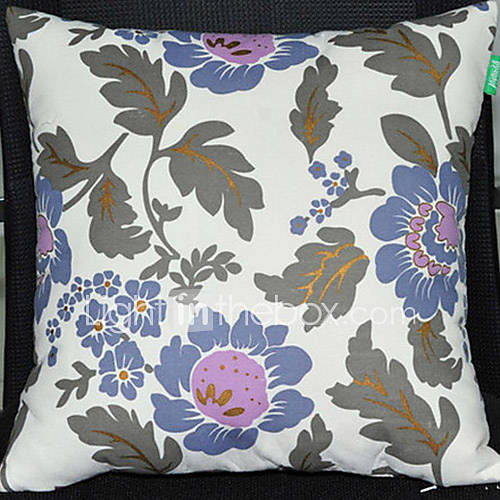 Blue Flowers Pattern Decorative Pillow With Insert