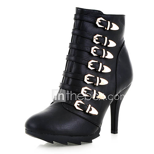 Faux Leather Womens Wedge Heel Fashion Ankle Boots With Zipper(More Colors)