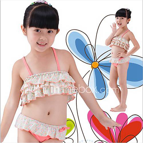 Girls Flower Print Contryside Style Swimwear