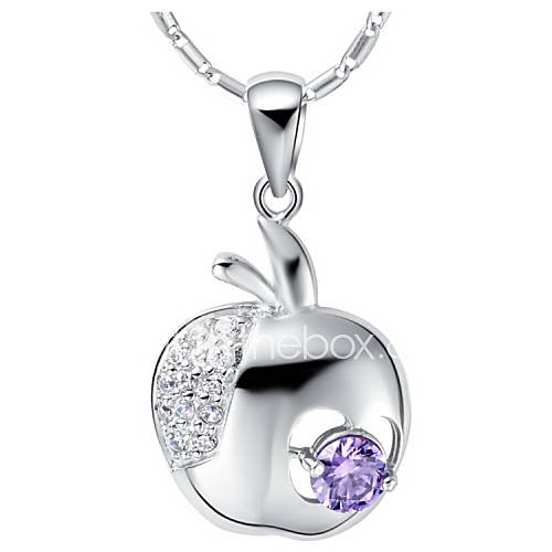 Vintage Apple Shape Silvery Alloy Womens Necklace(1 Pc)(Purple,White)