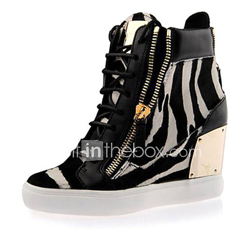 Leather Womens Wedge Heel Wedges Fashion Sneakers Shoes