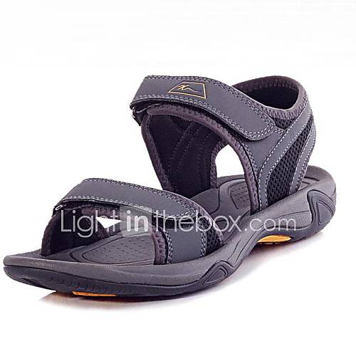 Mens Matte Leather Outdoor Sandals with Rubber Outsole Shoes White and Gray