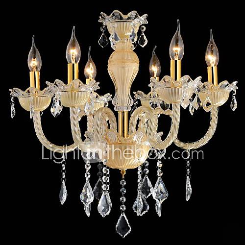 6 Light The style of palace Glass Chandelier With Candle Bulb