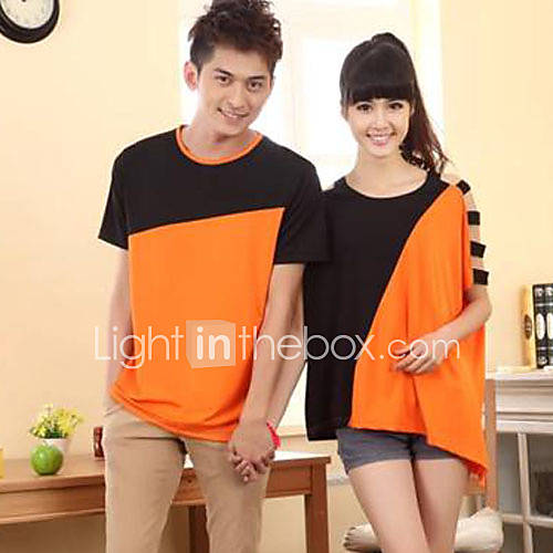 Aiyifang Casual Long Sleeve Lovers T Shirt(Orange)