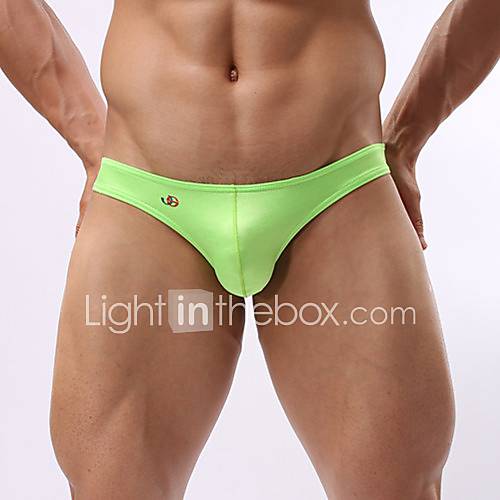 Mens Simple Solid Color Green Panties