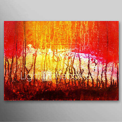 Hand Painted Oil Painting Abstract Red Painting with Stretched Frame Ready to Hang