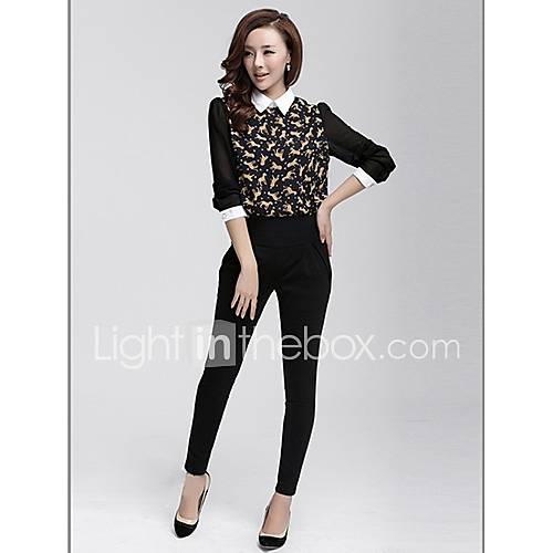 Womens Shirt Collar Leopard Random Print Blouse