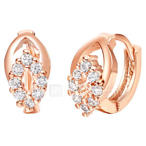 Special Gold Or Silver Plated With Cubic Zirconia Oval Womens Earrings(More Colors)