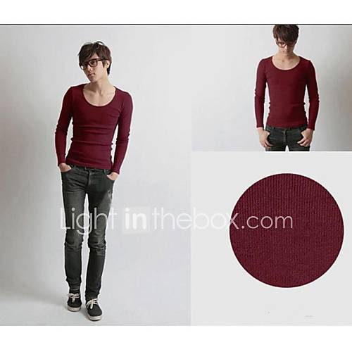 Mens Round Neck Long Sleeve Whorl Pure Cotton T shirt