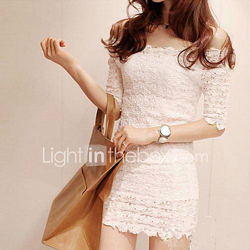 Womens Off the Shoulder Lace Mini Dress