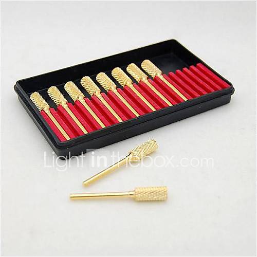 10PCS Golden Color Nail Art File Drill Bits for Manicure With Box