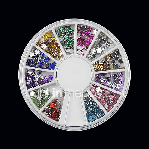 12 Color Plum Blossom Style Nail Art Rhinestone Decorations