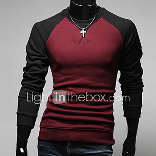 Aowofs Fashion Special Design Raglan Sleeve Mens Korean Style Long sleeve T shirt(Dark Gary)