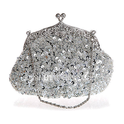 BPRX New WomenS Exquisite Shape Paillette Evening Bag (Silver)