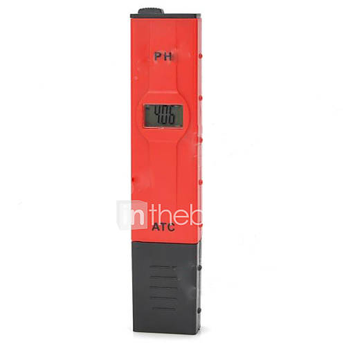 PH 2011 0.8 4 Digit LCD High Precision PH Meter Test Pen w/ Back Light   Red Silver (4 x AG13)