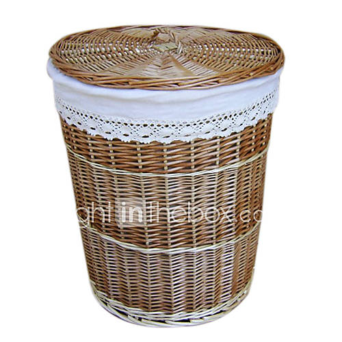 Large Natural Country Side Barrel Laundry Handmade Wicker Storage Basket