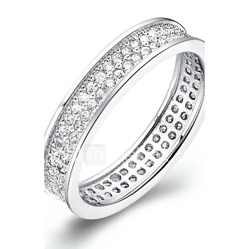 Simple Style Sliver Clear With Cubic Zirconia Band Womens Ring(1 Pc)