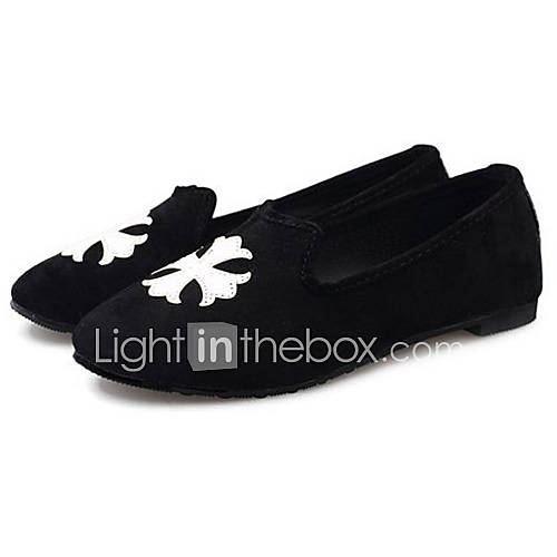 Hushan Womens Casual Unique Pattern Flat Shoes(Black)