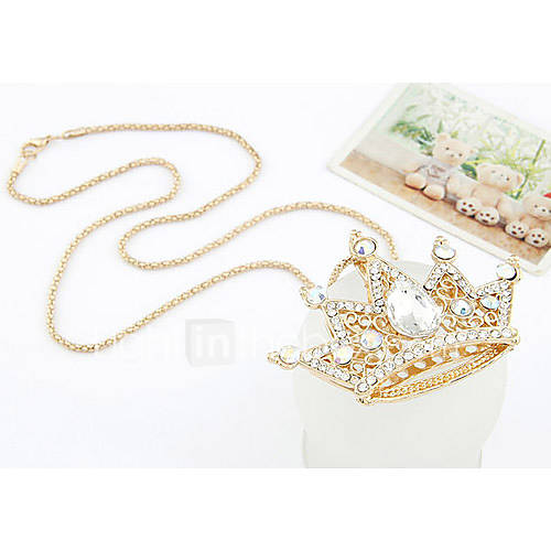 Womens Korean Fashion Gemmy Crown Shaped Necklace