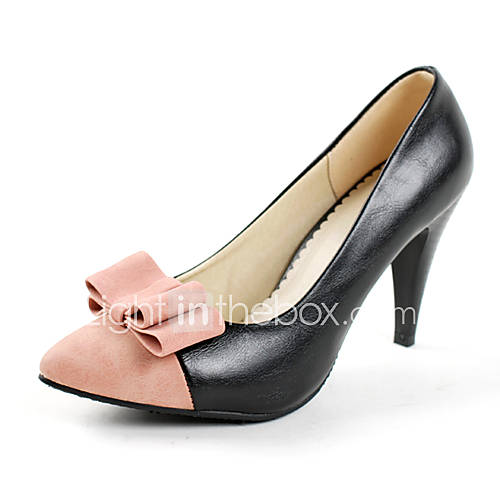 Leatherette Womens Stiletto Heel Heels Pumps/Heels Shoes With Bowknot (More Colors)