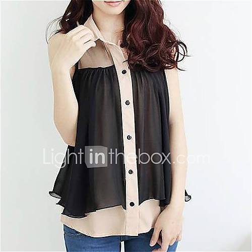 Womens Chiffon Sleeveless Loose Blouses