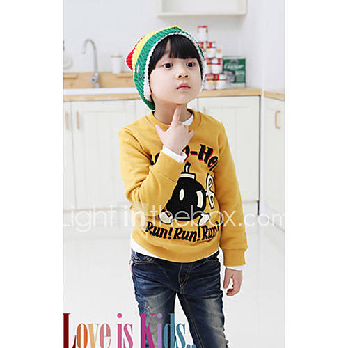 Boys Letter Pattern Round Collor Cartoon Sweatshirt