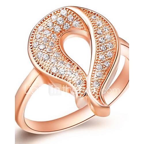 Fashionable Sliver Or Gold With Cubic Zirconia Hollow Womens Ring(1 Pc)