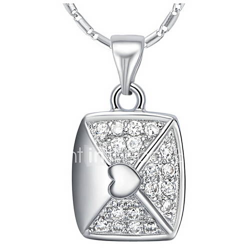 Vintage Square Shape Slivery Alloy Necklace With Rhinestone(1 Pc)