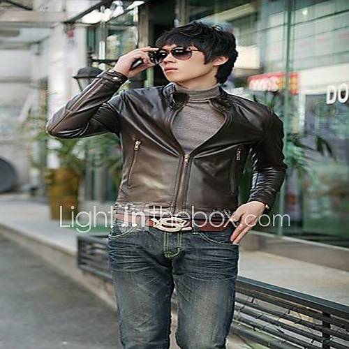 Mens Handsome Zipper Design PU Jacket