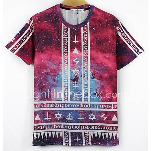 Mens 3D Series Universe Letter Printing with Short Sleeves T Shirt