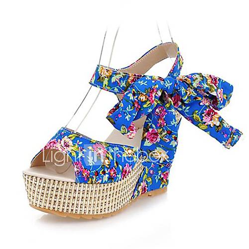 Cotton Womens Wedge Heel Sling Back Sandals With Bowknot Shoes(More Colors)