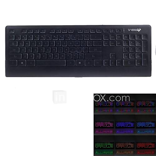 V 0X M8 USB Wired 104 Key Ultrathin Colorful Glare Gaming Keyboard