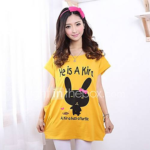 MUH Personality Loose T Shirts Printed Cartoon Design(Yellow)