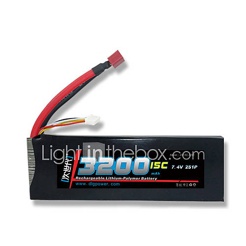 DLG 7.4V 2S 3200mAh 15C Li Po Battery(T Plug)