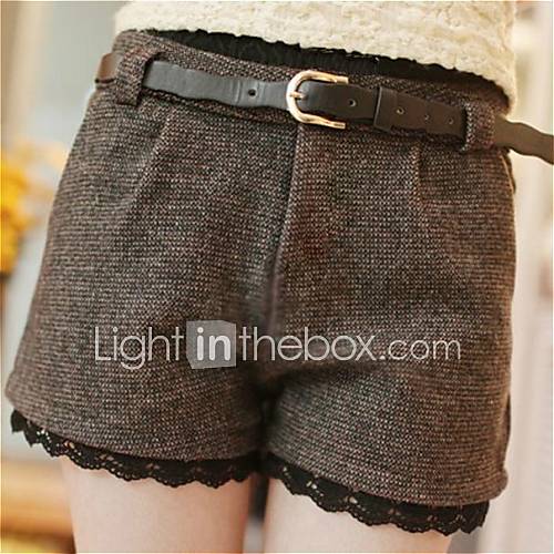Womens Laciness Tweed Shorts (Belt Included)
